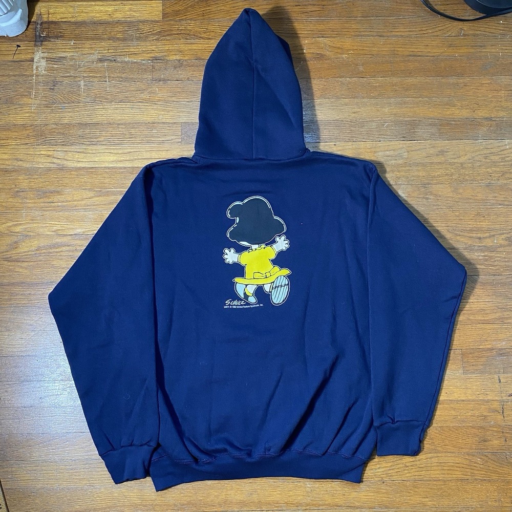 Vintage 90s Peanuts Lucy Double Sided Hoodie Charles Schulz Size Men's Medium - Picture 6 of 7
